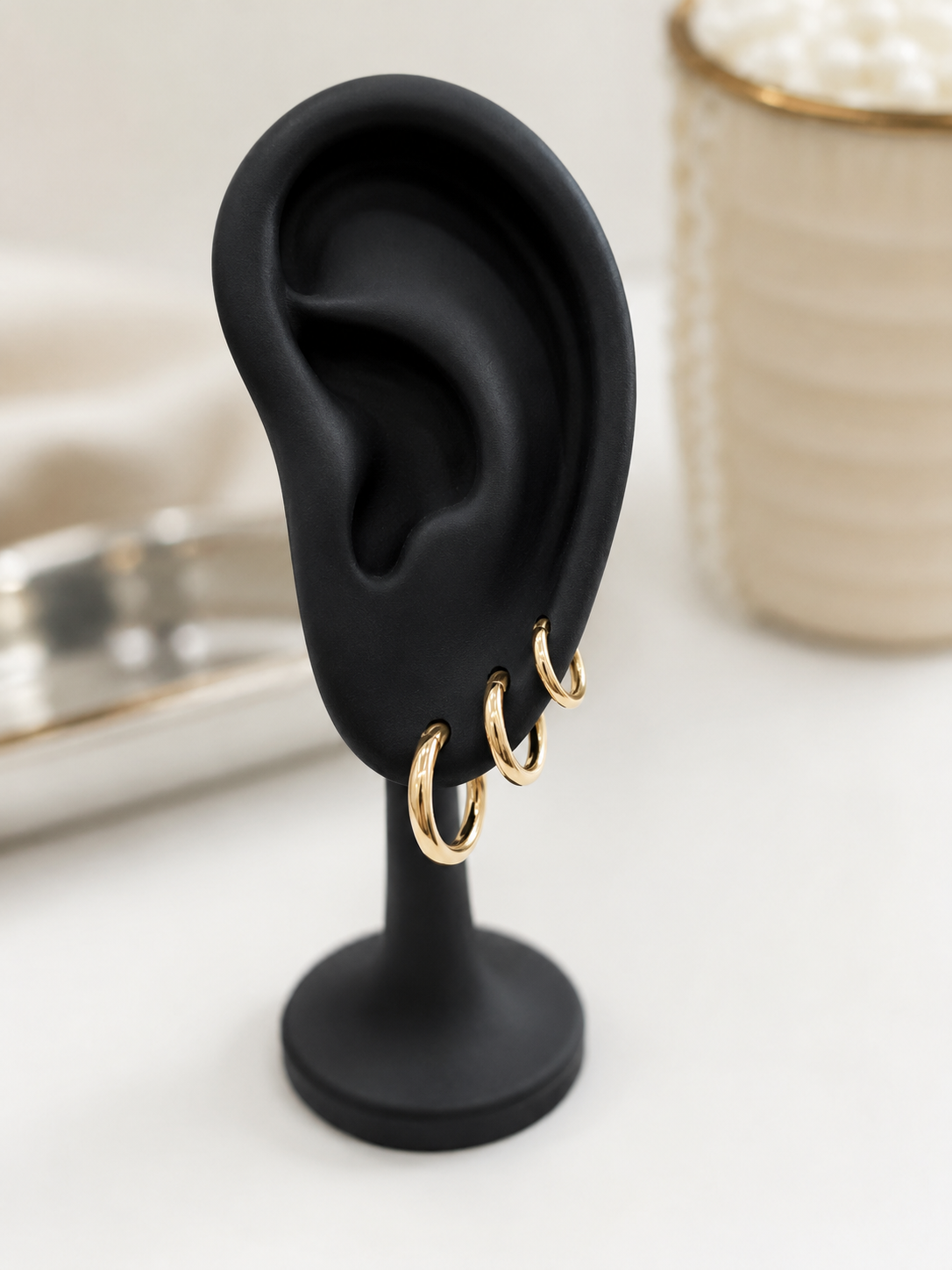 Gold CZ Huggie Hoop Earrings