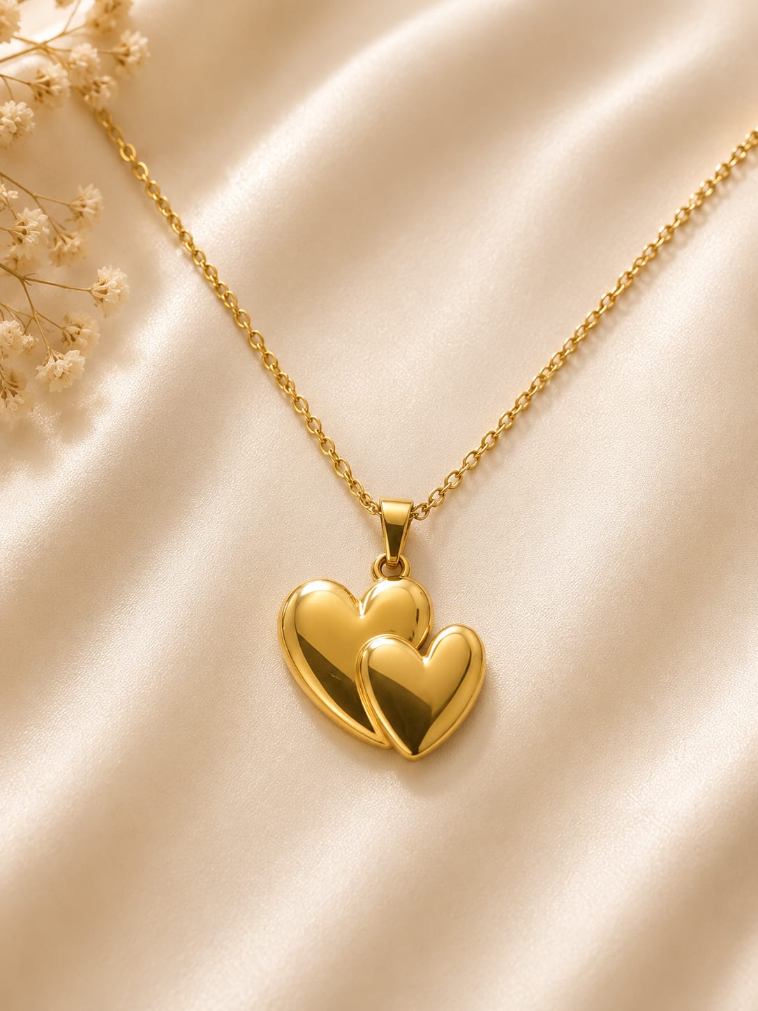 Gold Heart Pendant Necklace- Stainless Steel | Leacs Jewelry