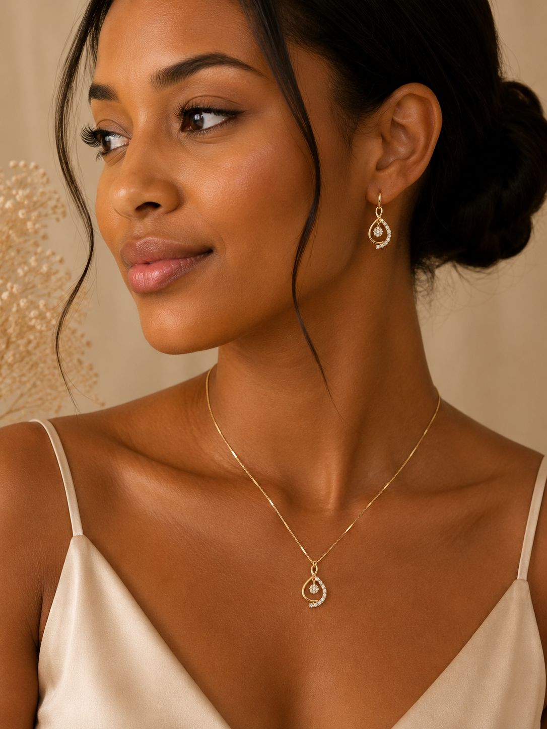 Elegant Gold Plated Teardrop Jewelry Set