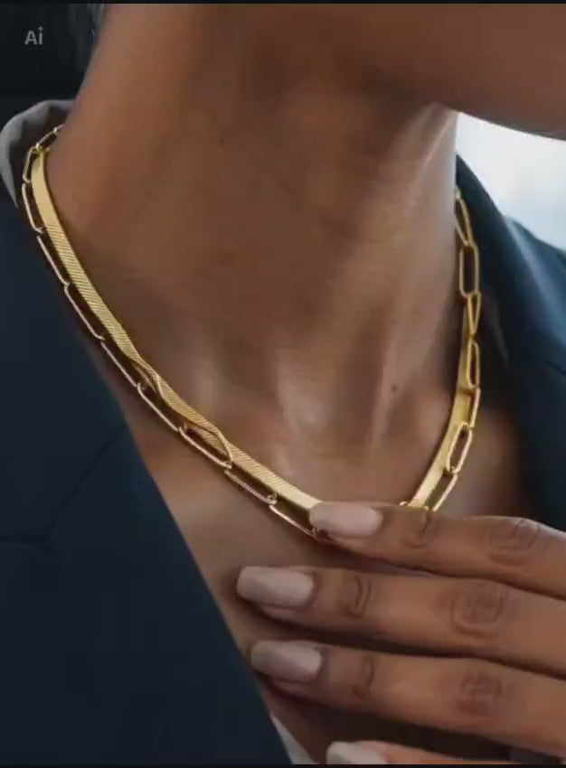 Gold Double Chain Necklace-Stainless Steel/ Leacs Jewelry